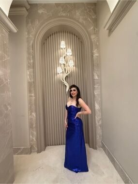 Strapless Sequin Gown in Royal Blue
